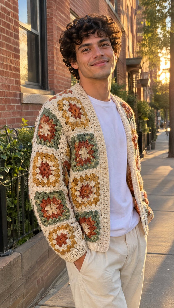 Granny Square Cardigan — Cream & Earth