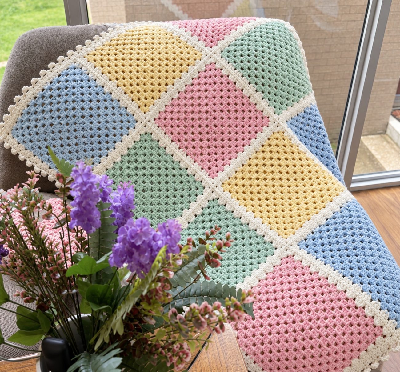 Pastel patchwork blanket