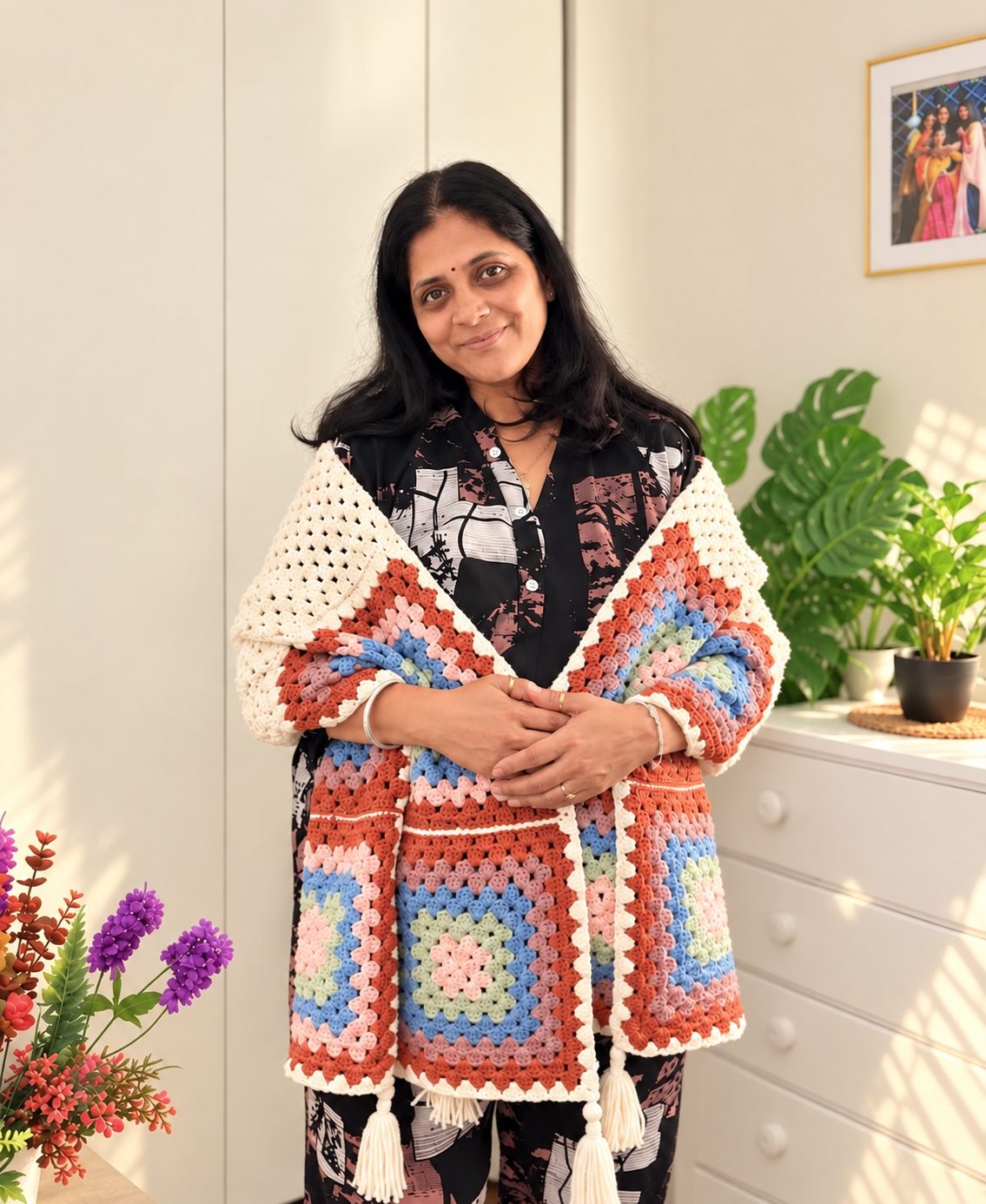 Custom granny square shawl